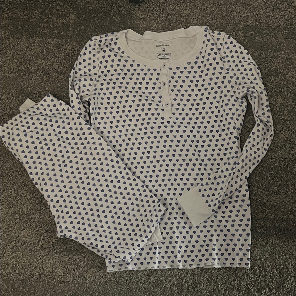 Roller Rabbit Kids Heart Print Pajamas - Blue and White